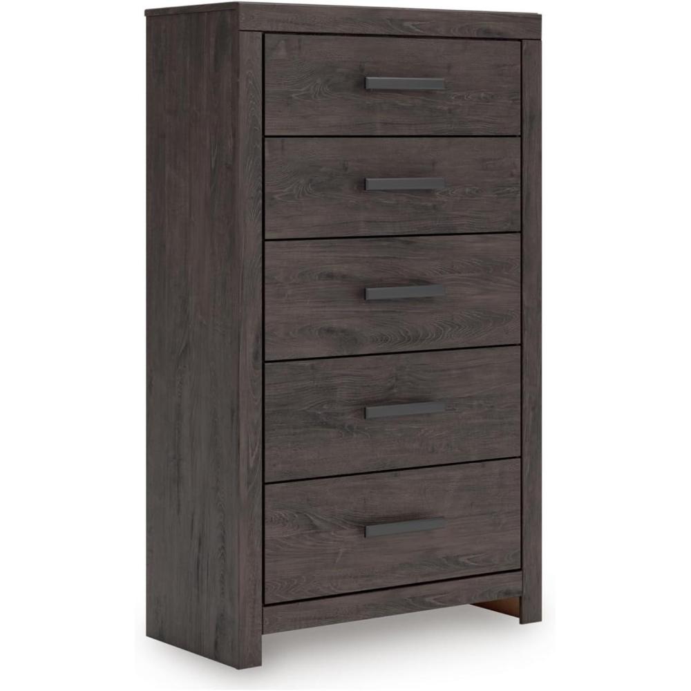 imageSignature Design by Ashley Prendonea Modern 5Drawer Chest with Easy Glide and Safety Stop for Bedroom Gray