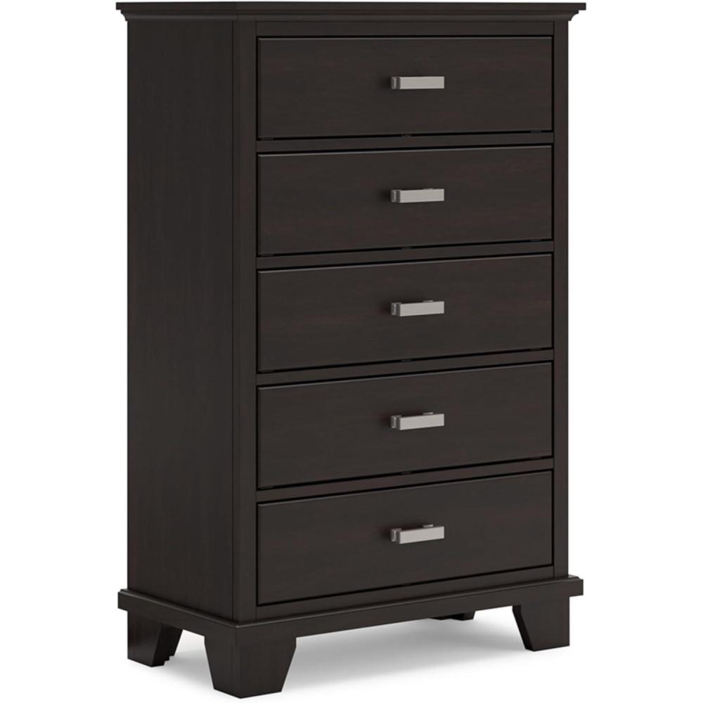 imageSignature Design by Ashley Sharlance Casual 6Drawer Chest with FeltLined Top Drawer and Easy Glide for Bedroom Light BrownDark Brown