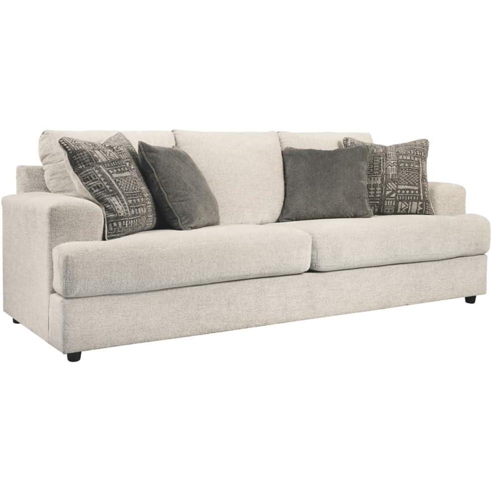 imageSignature Design by Ashley Soletren Contemporary Chenille Sofa with 4 Accent Pillows OffWhiteCream