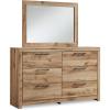 imageSignature Design by Ashley Hyanna Rustic SmoothGliding 6Drawer Dresser and Mirror with Safety Stop Light Brown