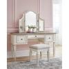 imageSignature Design by Ashley Realyn Traditional Cottage 3 Drawer Vanity Set with Dovetail Construction Mirror ampamp Stool Included Chipped White Distressed BrownRealyn