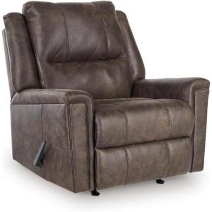 Signature Design by Ashley Aureta Classic Stain Resistant Power Lift Recliner with Side Pocket, Heat and Massage, Dark Brown(Walnut)