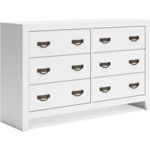 Signature Design by Ashley Binterglen Coastal 6 Drawer Dresser with Safety Stop for Bedroom, White