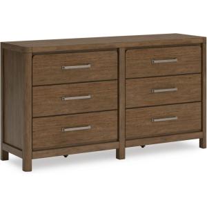 Signature Design by Ashley Cabalynn Casual 6 Drawer Dresser with Felt-lined Top Drawer for Bedroom, Light Brown