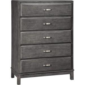 Signature Design by Ashley Caitbrook Contemporary 5 Drawer Chest with Dovetail Construction, Weathered Gray(5 Drawer Chest)