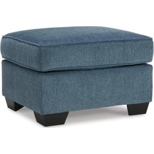 Signature Design by Ashley Cashton Contemporary Accent Ottoman with Faux Wood Finished Exposed Feet, Foam Cushion, Crosshatched Upholstery, 30″ by 24″, Blue(Blue)