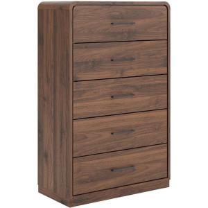 Signature Design by Ashley Chadworth Contemporary 5-Drawer Chest with Walnut Finish, Dark Brown