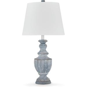 Signature Design by Ashley Cylerick Vintage Terra Cotta and Wood Table Lamp with 3-Way Switch, Blue