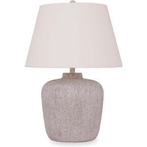 Signature Design by Ashley Danry Industrial Distressed Metal Table Lamp with 3-Way Switch, White & Light Brown