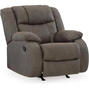 Signature Design by Ashley First Base Modern Faux Leather Rocker Recliner, Gray