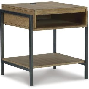 Signature Design by Ashley Fridley Modern Rectangular End Table, Brown & Black