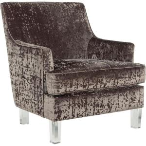 Signature Design by Ashley Gloriann Crushed Velvet Glam Accent Chair with Acrylic Legs, Charcoal Gray