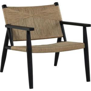 Signature Design by Ashley Halfmore Mid-Century Modern Accent Chair with Tight Seat, Track Arms and in Handwoven Natural Jute, Light Brown & Black