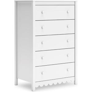Signature Design by Ashley Hallityn Coastal 5 Drawer Chest with Safety Stop for Bedroom, White(White)