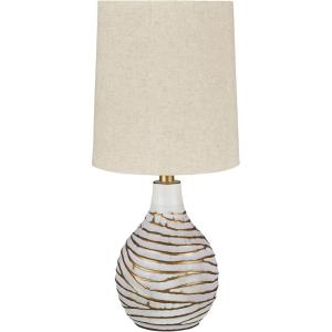Signature Design by Ashley Mari Contemporary 27.75″ Mercury Glass Table Lamp, Gray & Gold(Aleela)