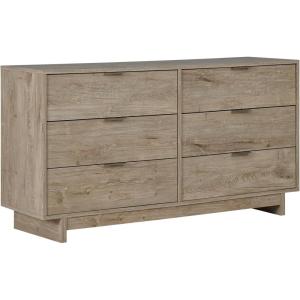 Signature Design by Ashley Oliah Rustic 6 Drawer Dresser, Light Brown(Light Brown)