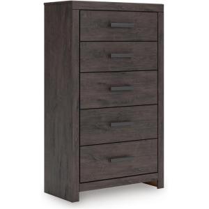 Signature Design by Ashley Prendonea Modern 5-Drawer Chest with Easy Glide and Safety Stop for Bedroom, Gray
