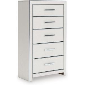 Signature Design by Ashley Ravalori Contemporary 5-Drawer Chest with Wood Finish, White