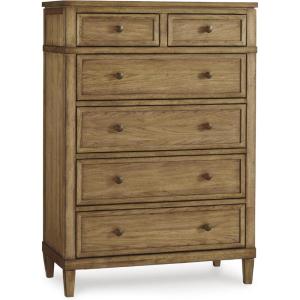 Signature Design by Ashley Sharlance Casual 6-Drawer Chest with Felt-Lined Top Drawer and Easy Glide for Bedroom, Light Brown(Brown)