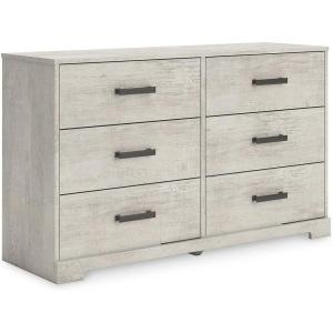 Signature Design by Ashley Shawburn Vintage 5 Drawer Chest with Safety Stop, Light Gray(6 Drawer Dresser)