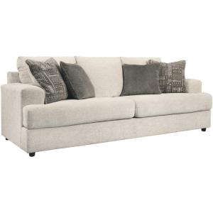 Signature Design by Ashley Soletren Contemporary Chenille Sofa with 4 Accent Pillows, Off-White(Cream)