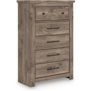 Signature Design by Ashley Stanziford Casual 5-Drawer Chest with Wood Finish, Dark Brown