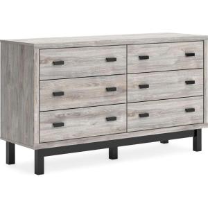 Signature Design by Ashley Vessalli Contemporary 6 Drawer Dresser with Safety Stop for Bedroom, Light Gray & Black(6 Drawer Dresser)