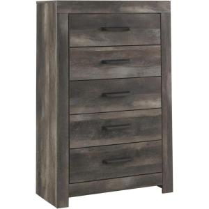 Signature Design by Ashley Wynnlow Weathered Rustic Plank 5 Drawer Chest of Drawers, Gray