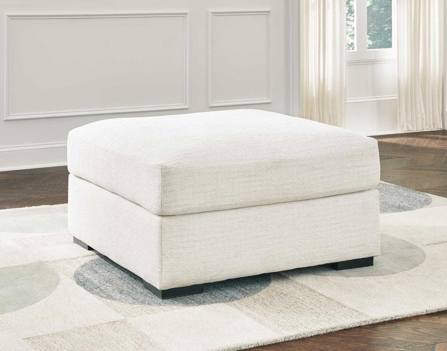imageSignature Design by Ashley Accomplished Transitional Upholstered Square Oversized Accent Ottoman Beige