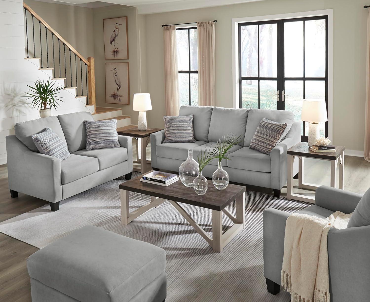 imageSignature Design by Ashley Adlai Casual Upholstered Ottoman Light Gray