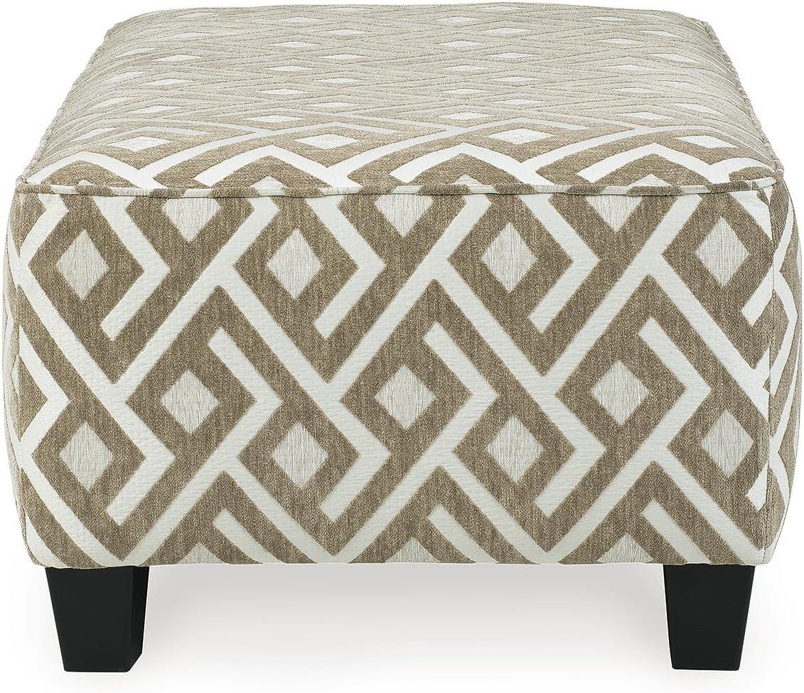 imageSignature Design by Ashley Dovemont Printed Oversized Accent Ottoman Beige ampamp White