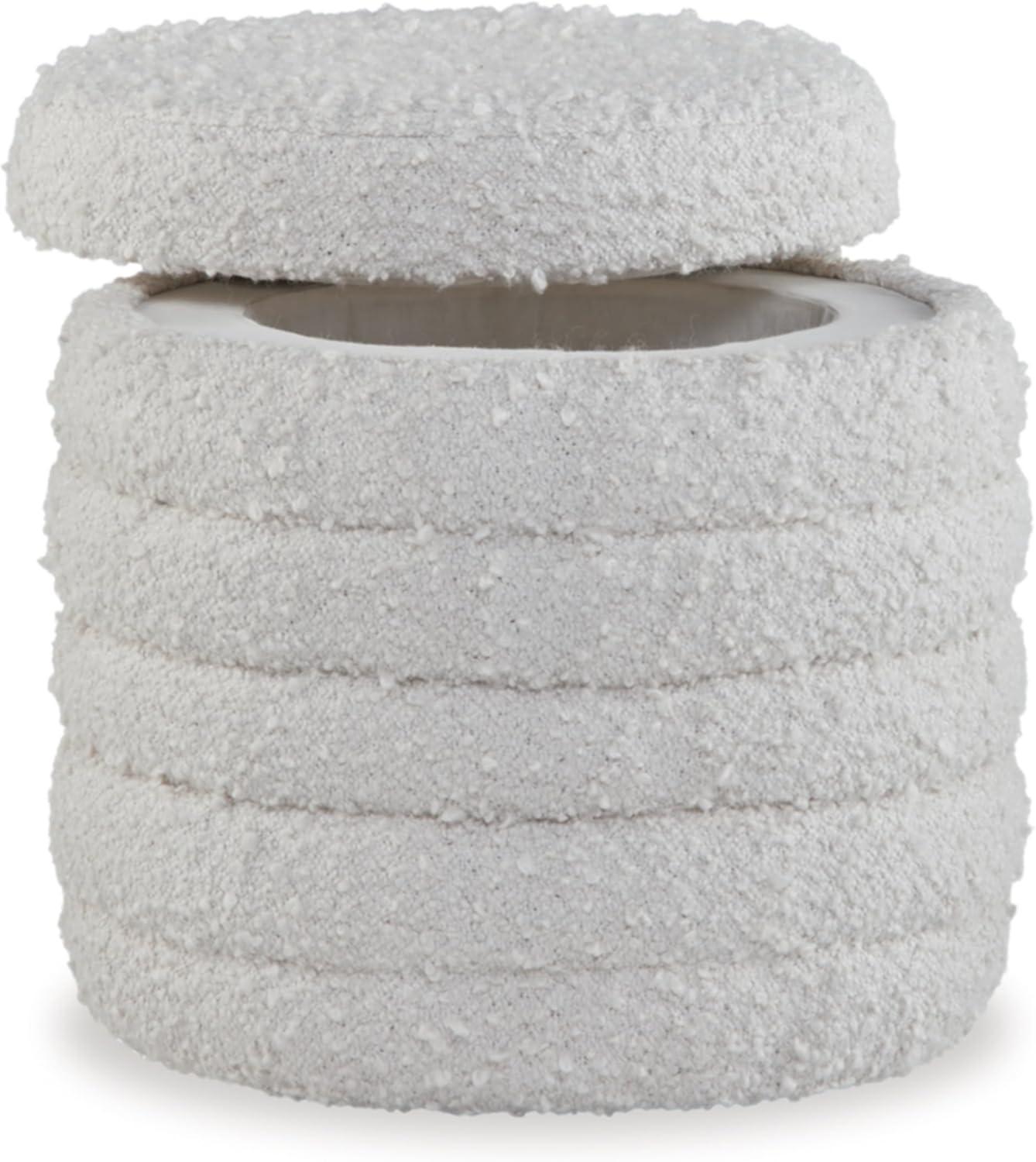 imageSignature Design by Ashley Duntler Modern Round Upholstered Storage Ottoman with Removable Top White