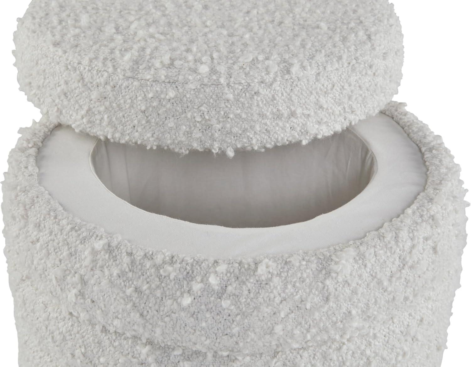 imageSignature Design by Ashley Duntler Modern Round Upholstered Storage Ottoman with Removable Top White