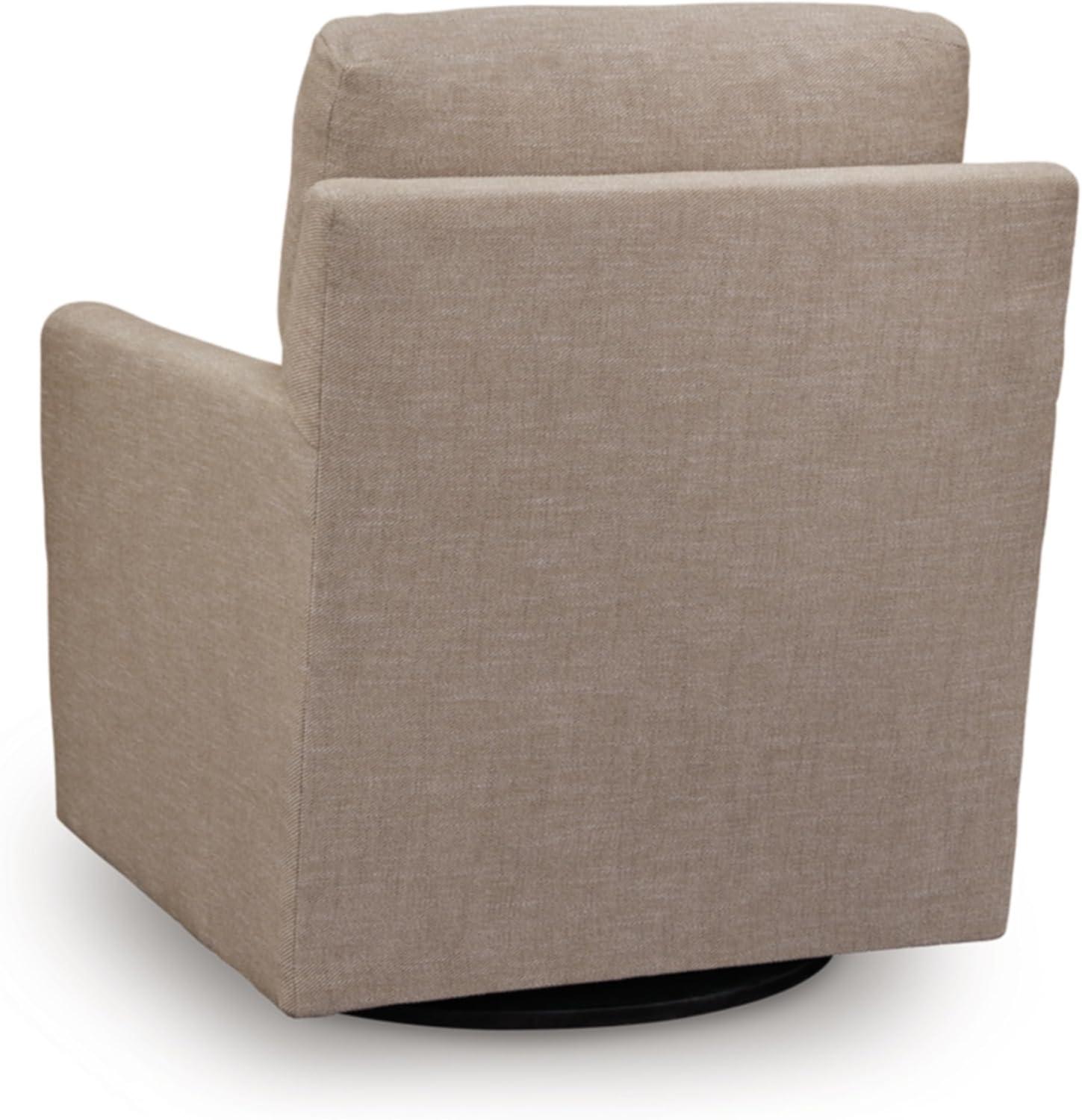 imageSignature Design by Ashley Freybourne NextGen Nuvella Casual Stain Resistant Swivel Accent Chair with Reversible Cushions Light BrownBeige