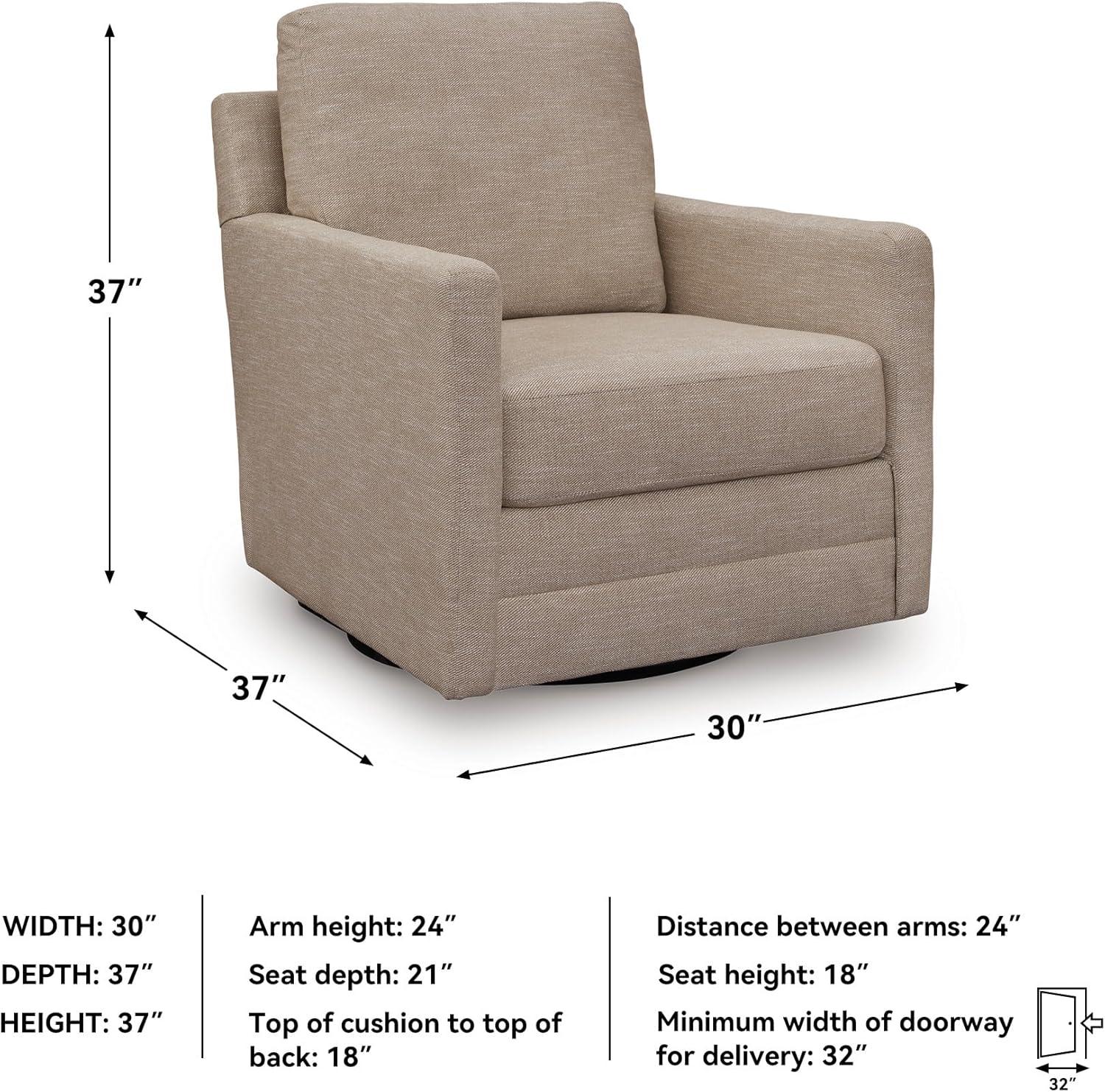 imageSignature Design by Ashley Freybourne NextGen Nuvella Casual Stain Resistant Swivel Accent Chair with Reversible Cushions Light BrownBeige