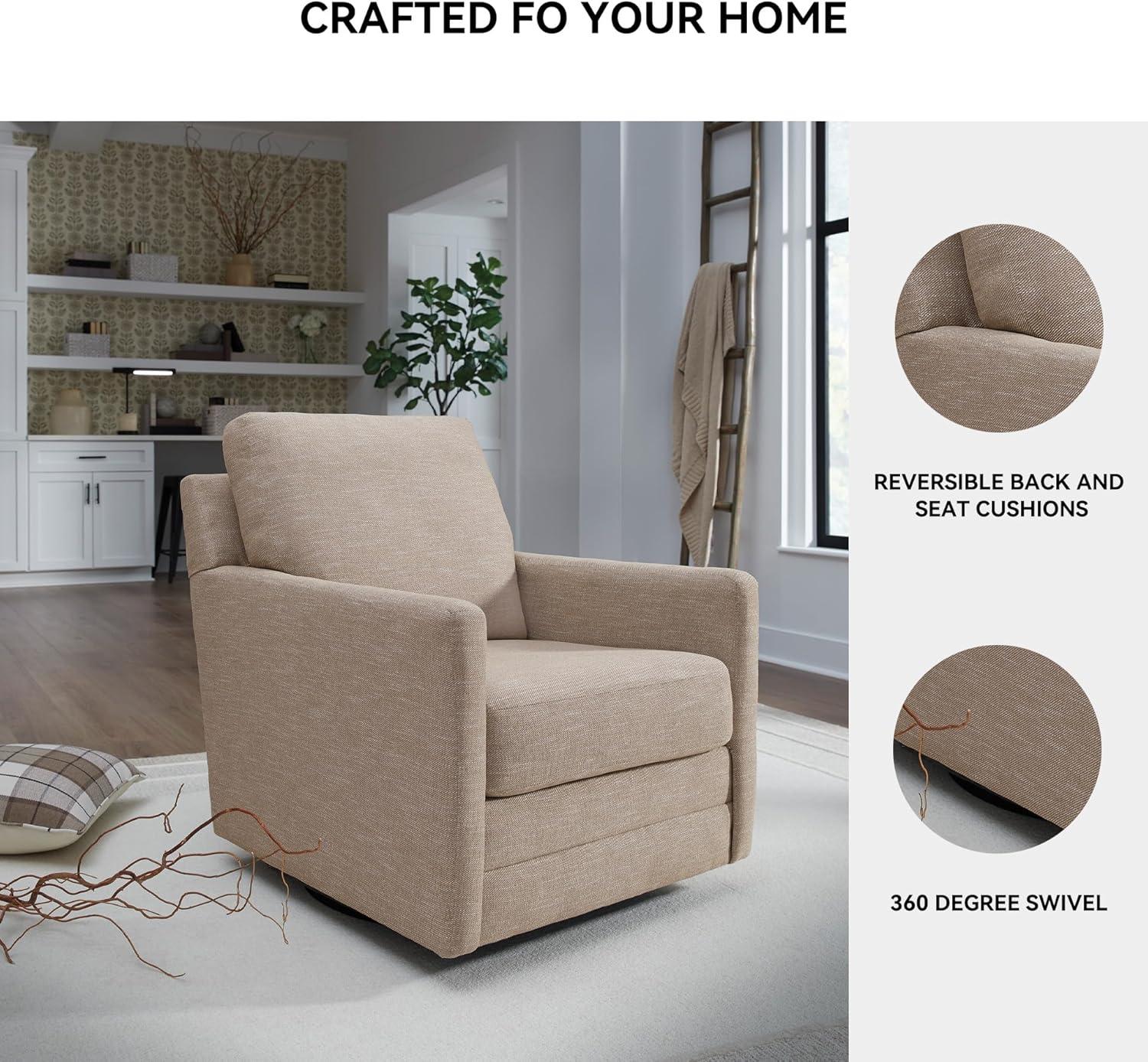 imageSignature Design by Ashley Freybourne NextGen Nuvella Casual Stain Resistant Swivel Accent Chair with Reversible Cushions Light BrownBeige