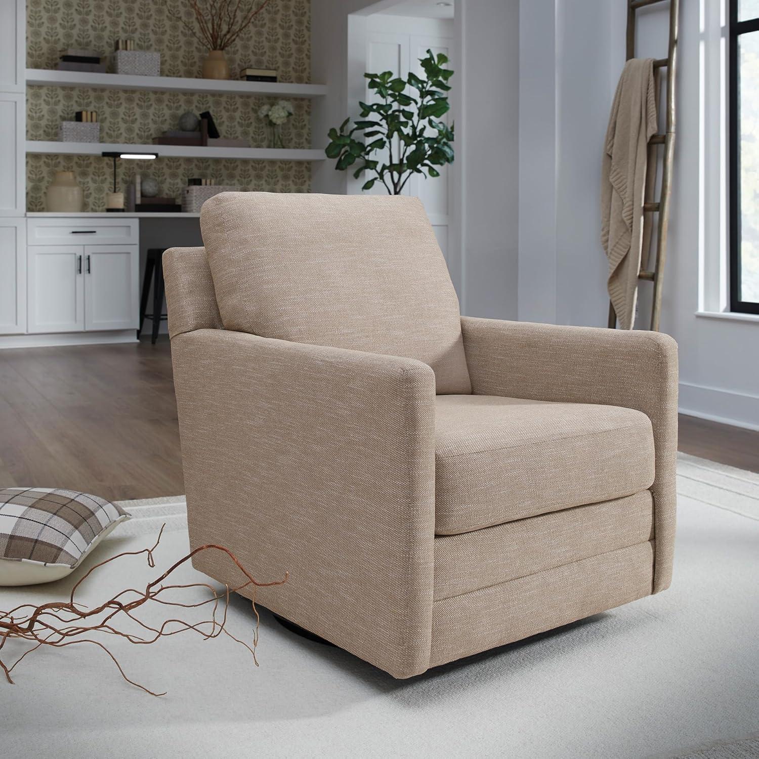 imageSignature Design by Ashley Freybourne NextGen Nuvella Casual Stain Resistant Swivel Accent Chair with Reversible Cushions Light BrownBeige