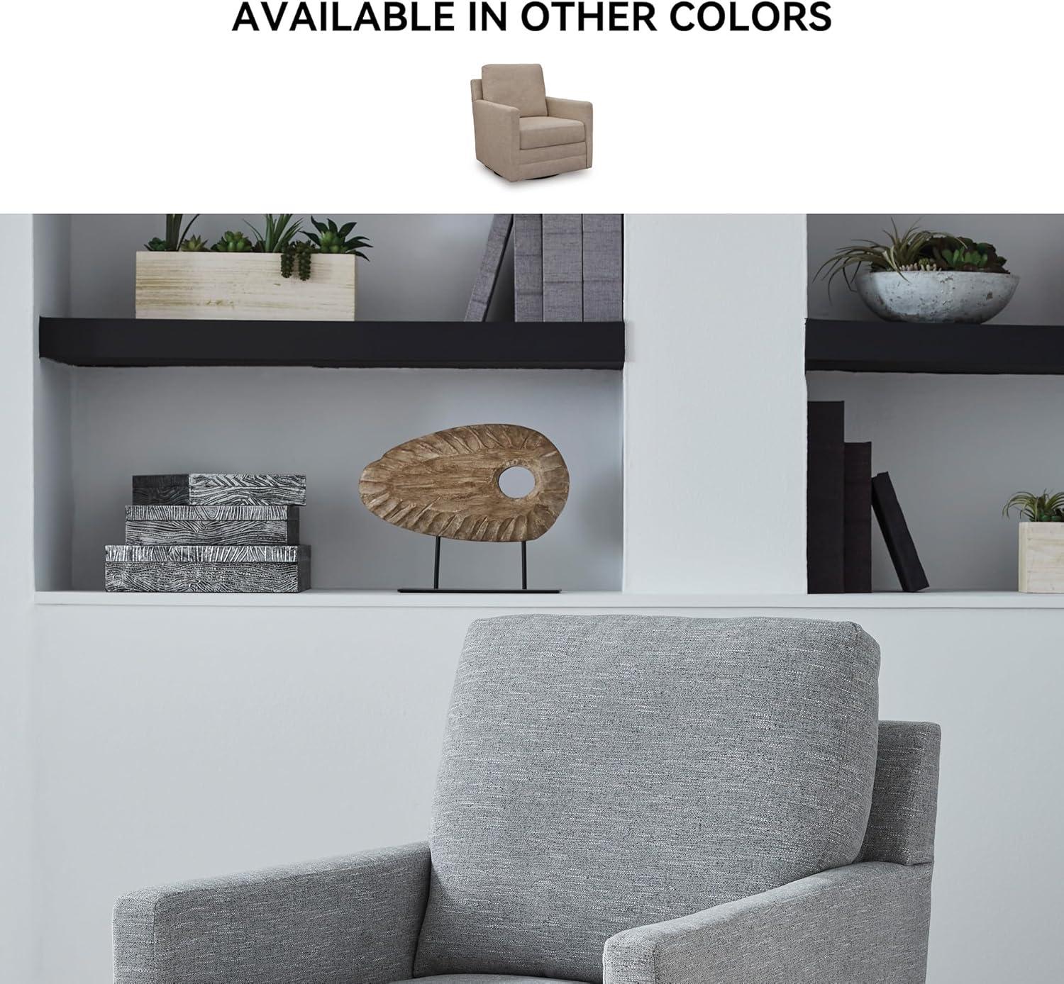 imageSignature Design by Ashley Freybourne NextGen Nuvella Casual Stain Resistant Swivel Accent Chair with Reversible Cushions Light BrownGrey