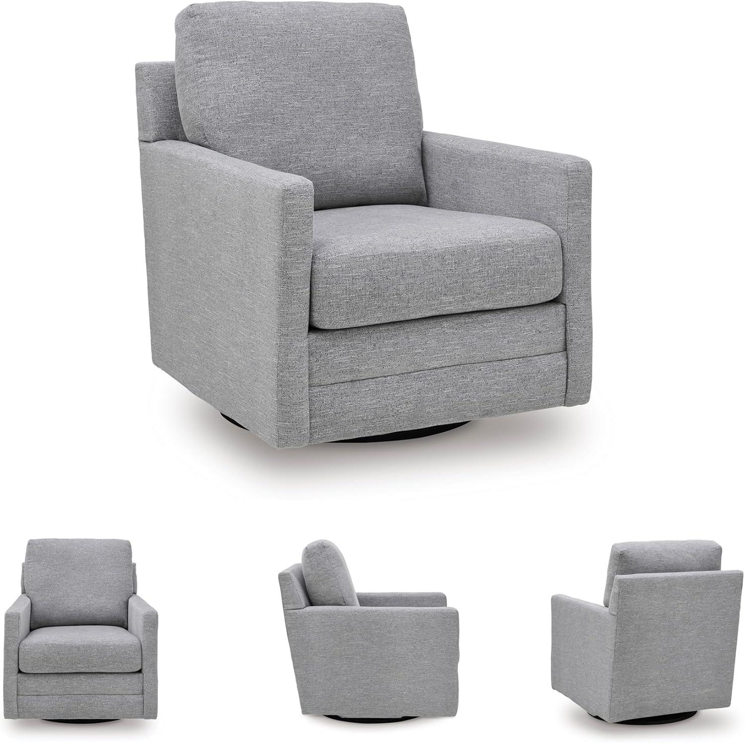 imageSignature Design by Ashley Freybourne NextGen Nuvella Casual Stain Resistant Swivel Accent Chair with Reversible Cushions Light BrownGrey