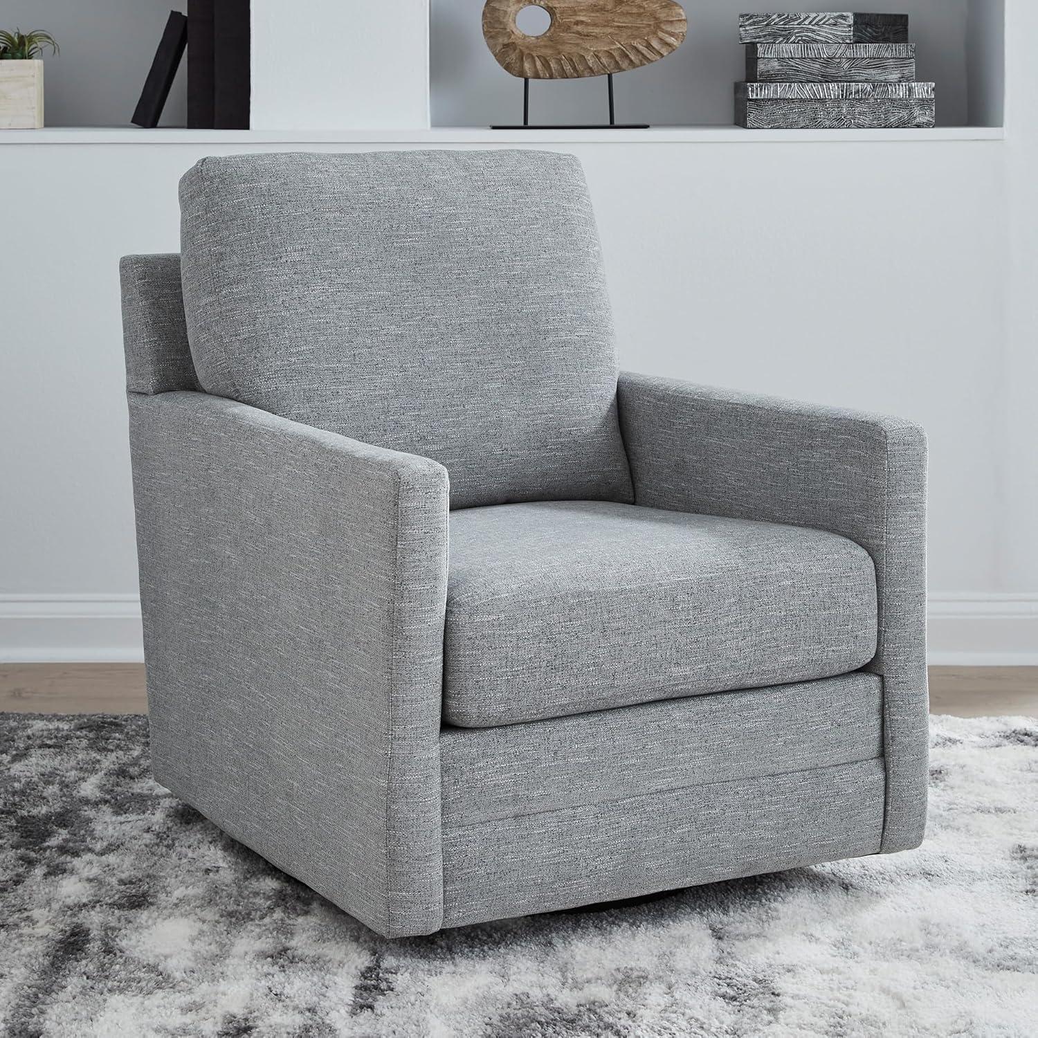 imageSignature Design by Ashley Freybourne NextGen Nuvella Casual Stain Resistant Swivel Accent Chair with Reversible Cushions Light BrownGrey