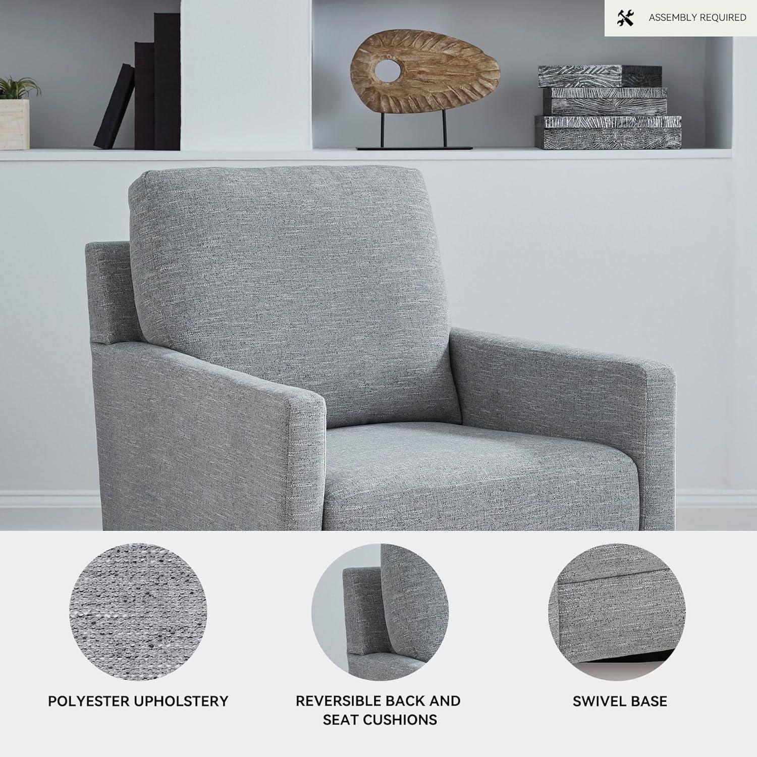imageSignature Design by Ashley Freybourne NextGen Nuvella Casual Stain Resistant Swivel Accent Chair with Reversible Cushions Light BrownGrey