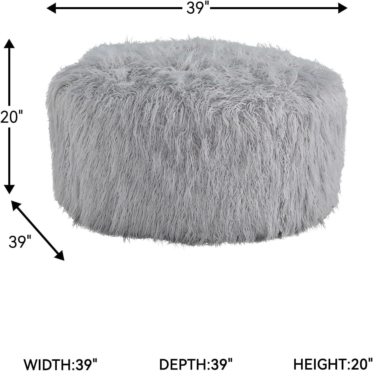 imageSignature Design by Ashley Galice Casual Faux Fur Oversized Accent Ottoman Light GrayLight Gray