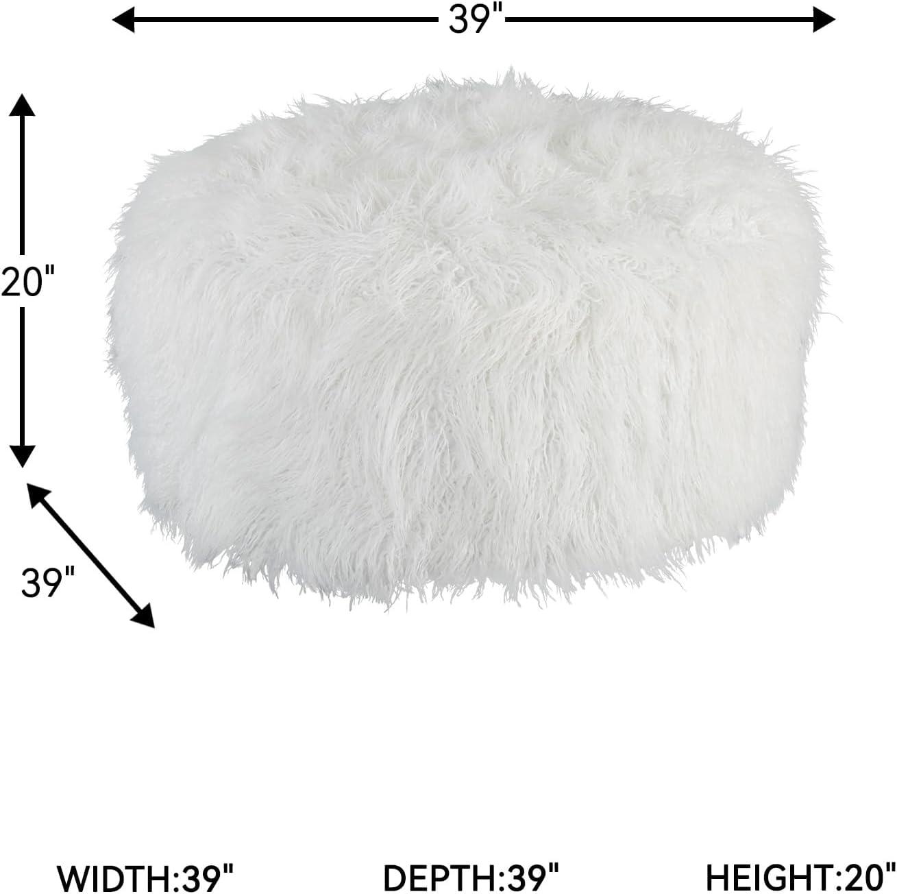 imageSignature Design by Ashley Galice Casual Faux Fur Oversized Accent Ottoman Light GrayWhite