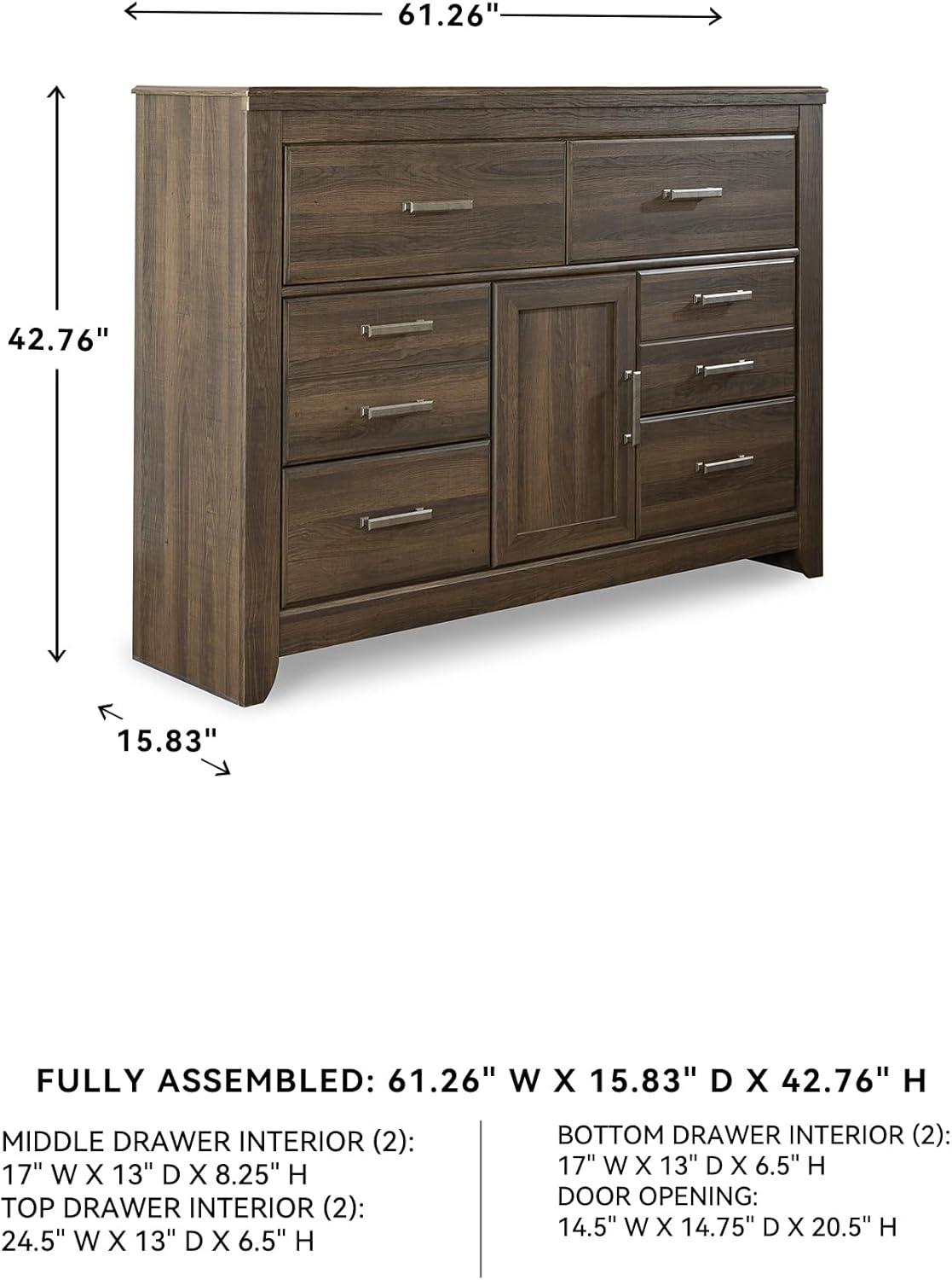 imageSignature Design by Ashley Juararo Rustic 6 Drawer Dresser with 1 Cabinet ampamp Adjustable Shelf Dark Brown
