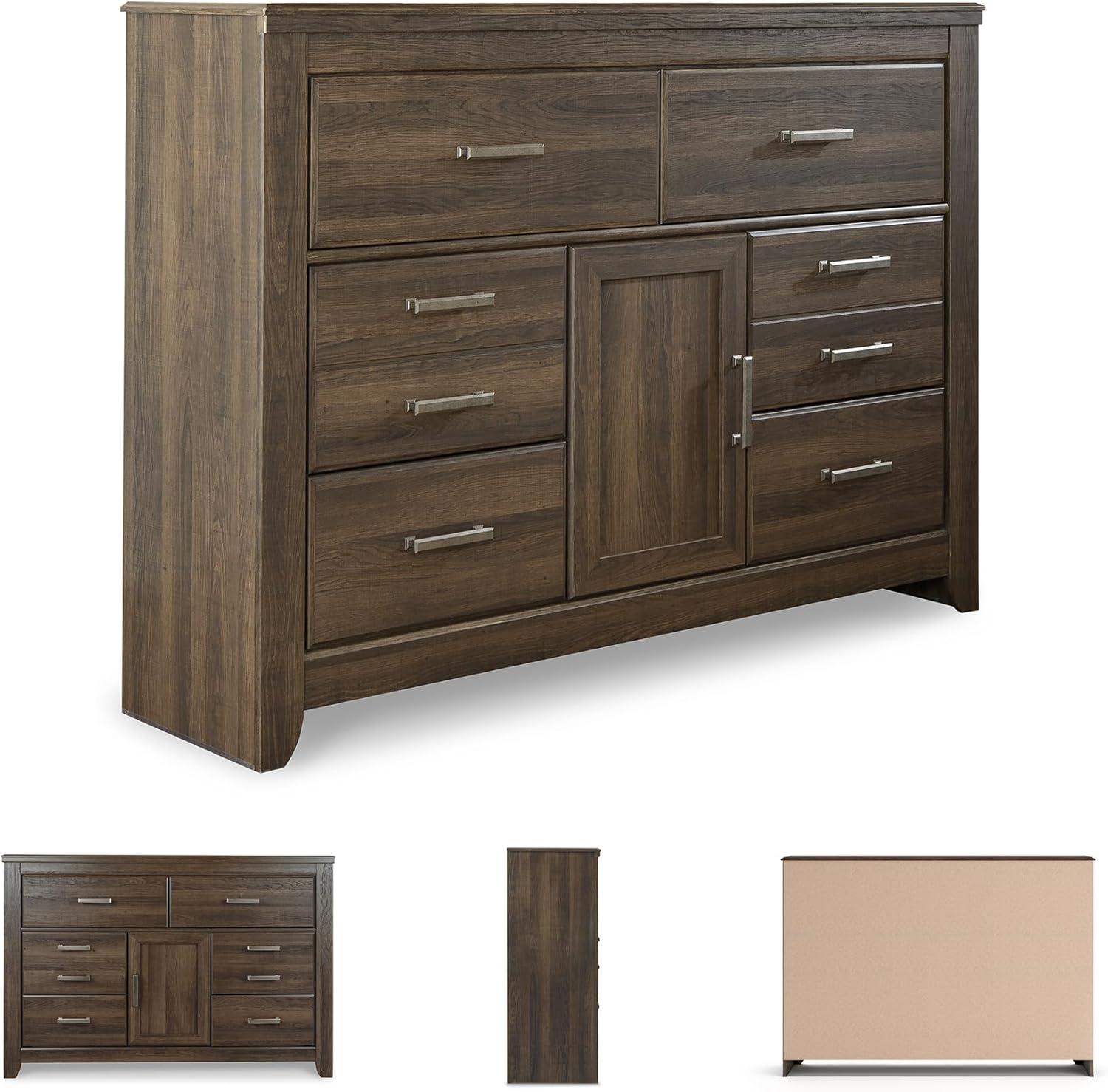 imageSignature Design by Ashley Juararo Rustic 6 Drawer Dresser with 1 Cabinet ampamp Adjustable Shelf Dark Brown