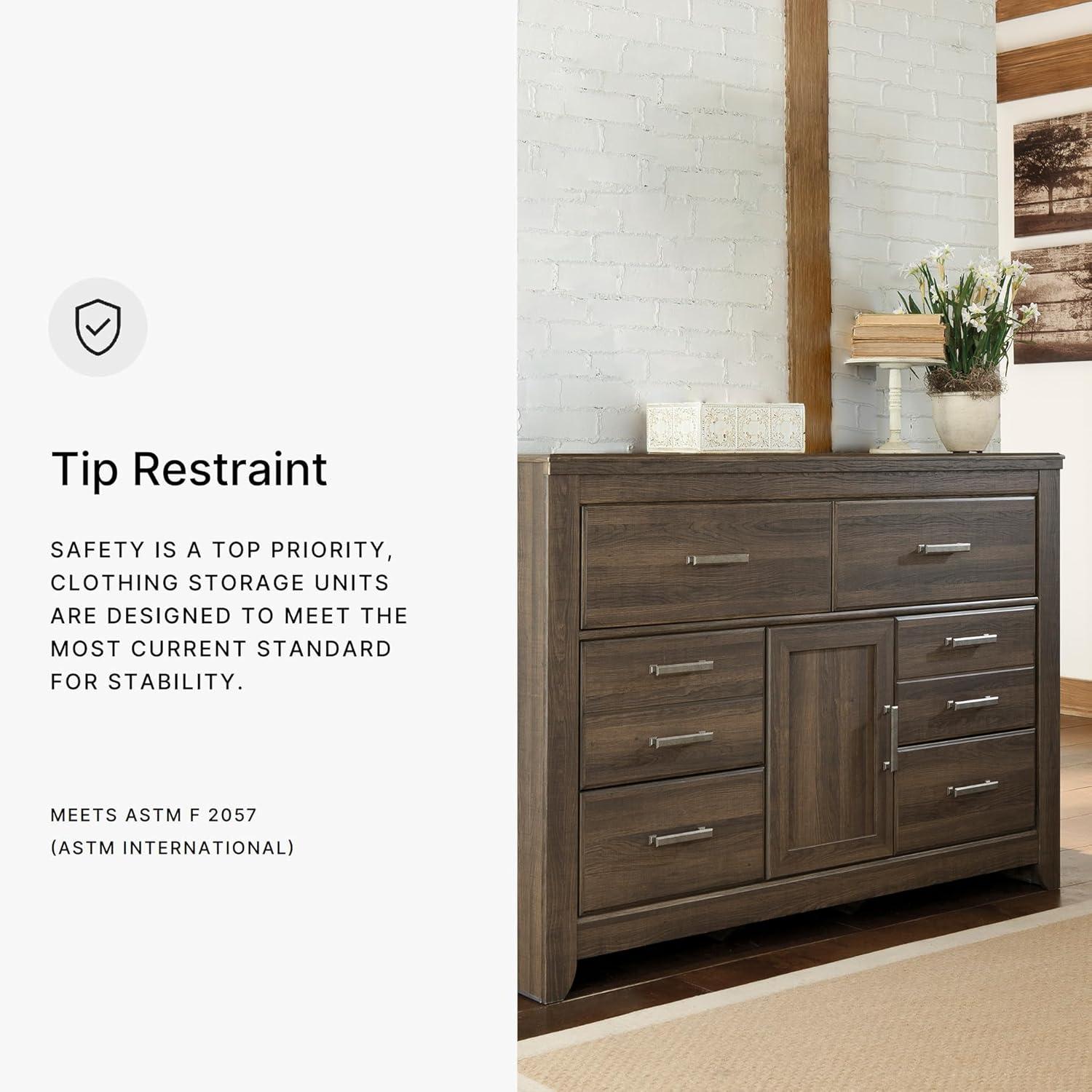 imageSignature Design by Ashley Juararo Rustic 6 Drawer Dresser with 1 Cabinet ampamp Adjustable Shelf Dark Brown