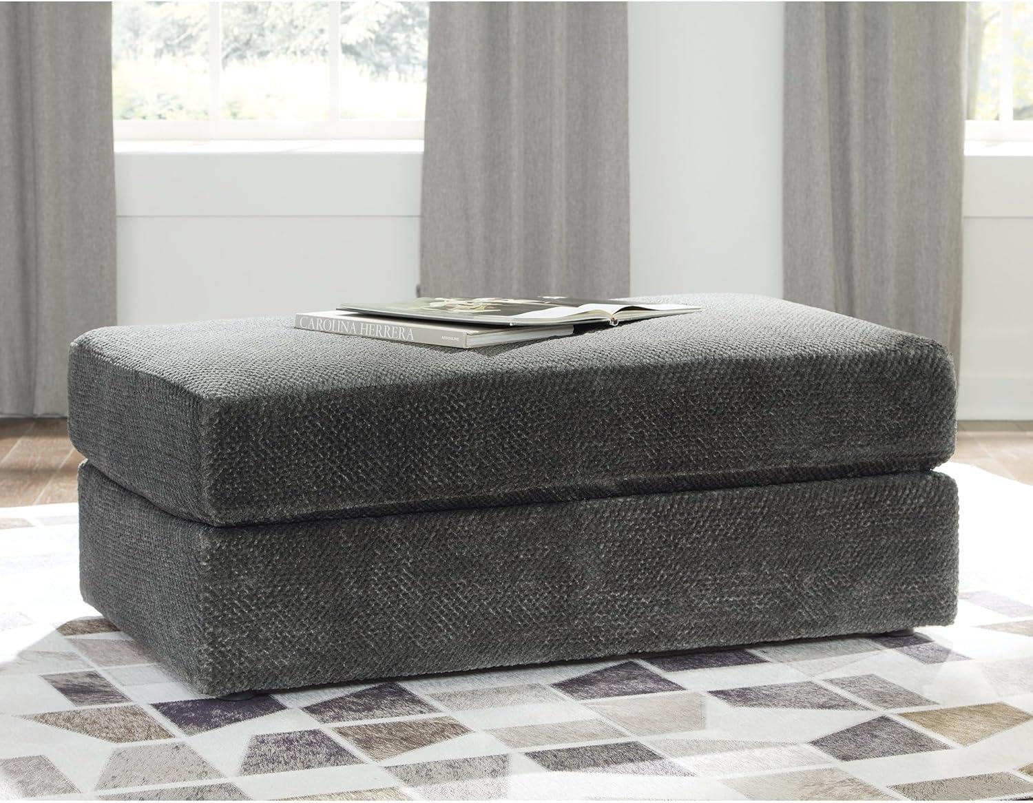 imageSignature Design by Ashley Karinne Contemporary Upholstered Oversized Accent Ottoman with NonSkid Legs WhiteBlack