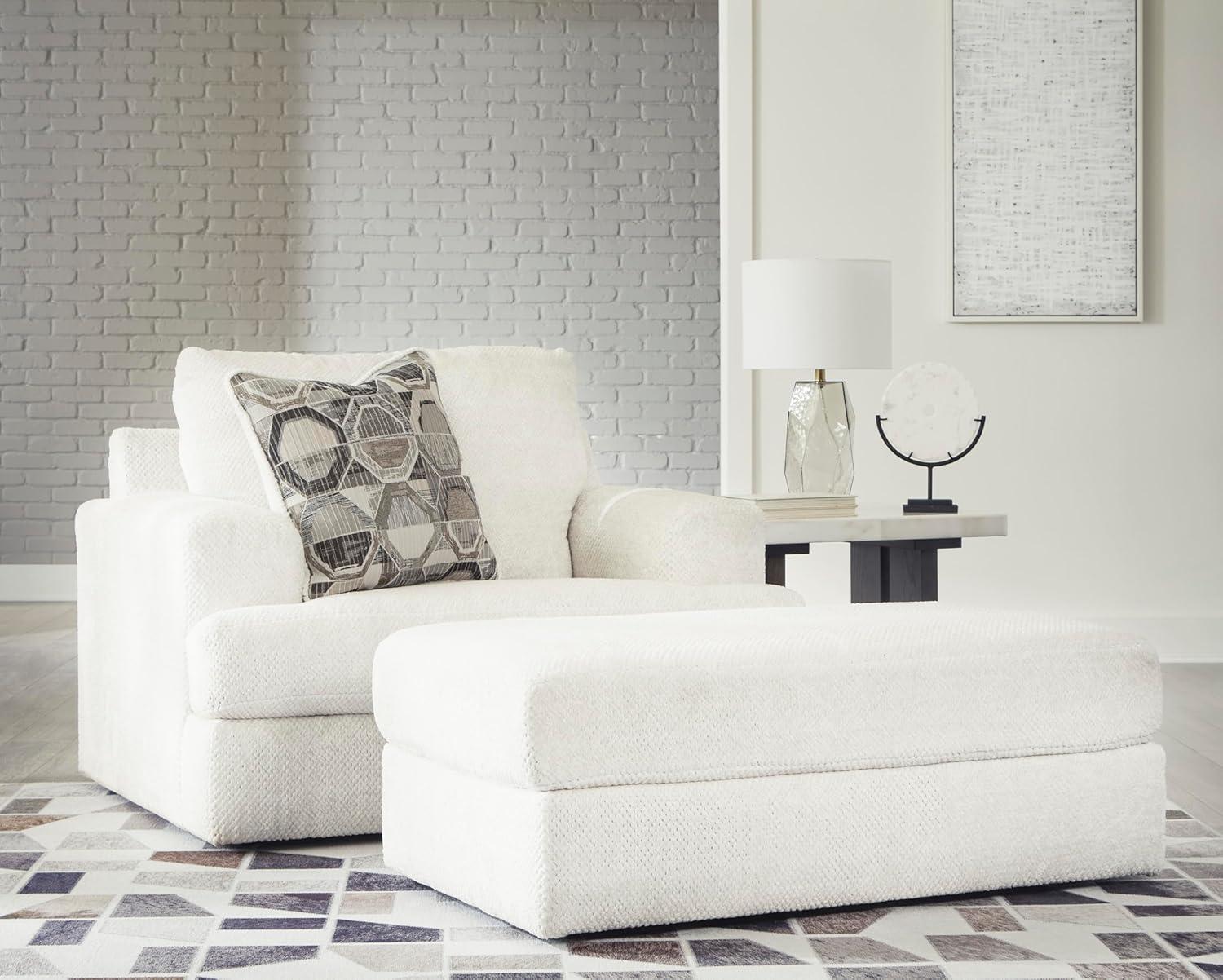 imageSignature Design by Ashley Karinne Contemporary Upholstered Oversized Accent Ottoman with NonSkid Legs WhiteWhite