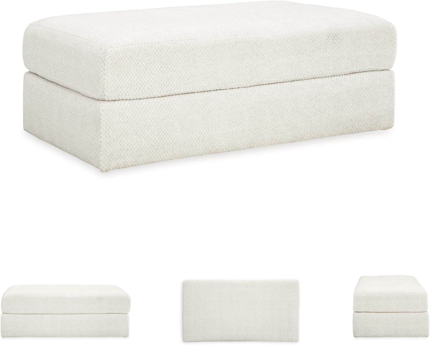 imageSignature Design by Ashley Karinne Contemporary Upholstered Oversized Accent Ottoman with NonSkid Legs WhiteWhite