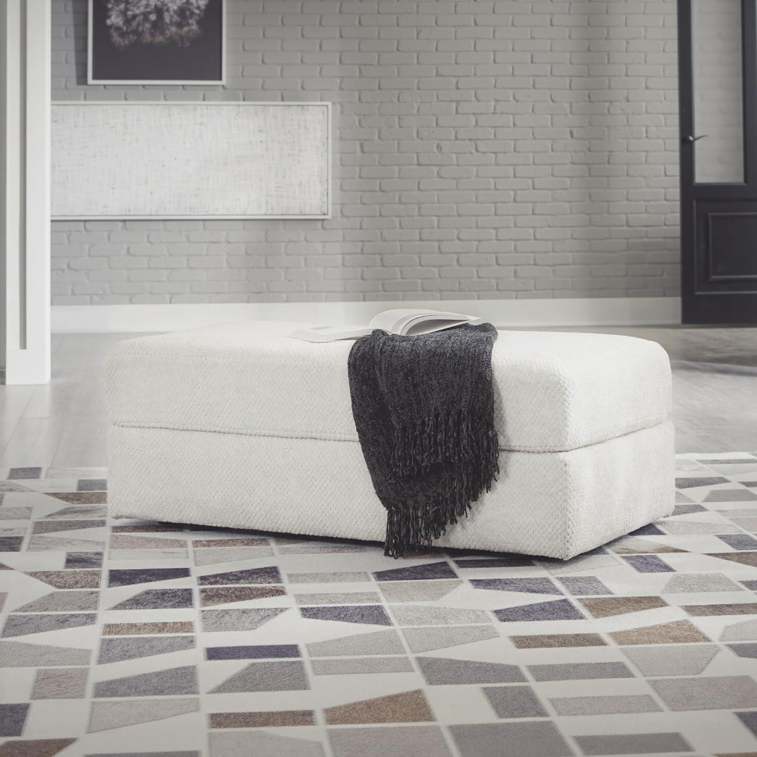 imageSignature Design by Ashley Karinne Contemporary Upholstered Oversized Accent Ottoman with NonSkid Legs WhiteWhite